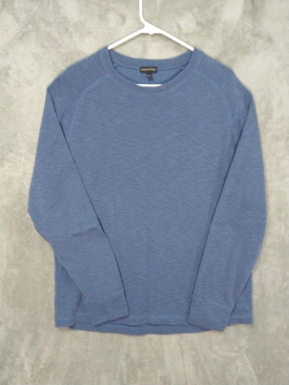 Banana Republic Shirt Mens Large Blue Thermal Long Sleeve Waffle Knit Crew